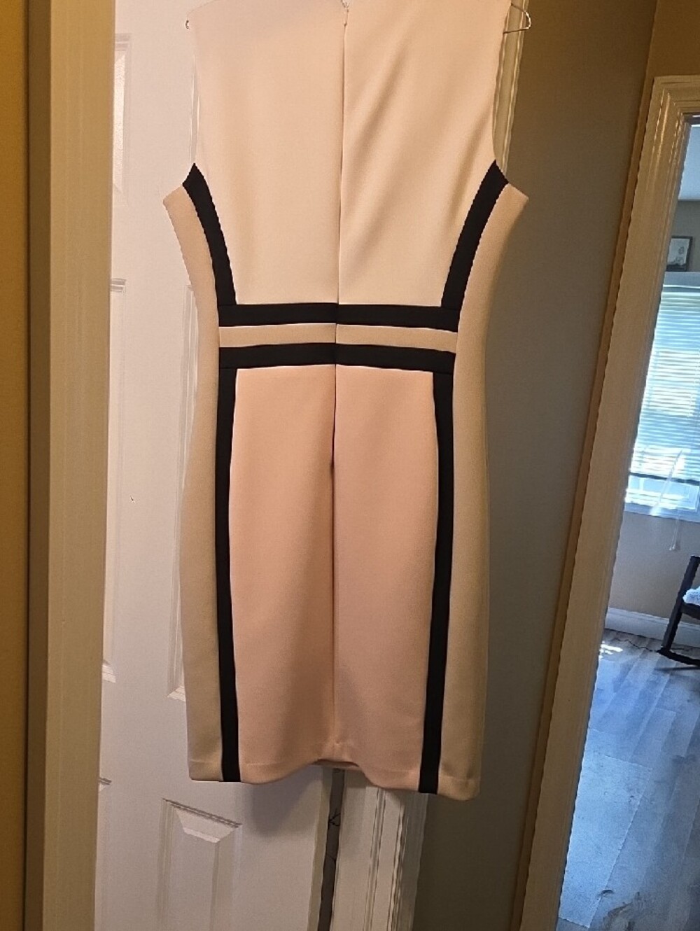 Calvin Klein Cream Sheath Dress with Black Trim - Picture 4 of 5